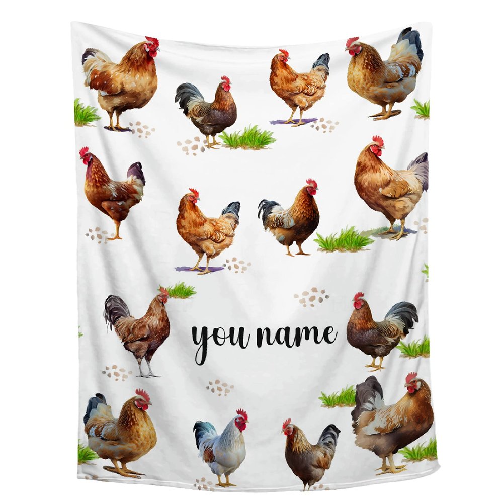 ZOCHOTEN Flower Chicken Personalized Custom Blanket, Funny Chicken Printed Throw Blanket for Toddler/Pets, 30"x40", Multicolor