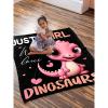 Dinosaur Blanket for Girls-Just a Girl Who Loves Dinosaurs-Dinosaur Gift for Girls Women-Cute Pink Dinosaur Pattern-Soft Lightweight and Warm Flannel Throw for Sofa Bed Camping 90"x120" view 4