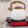 Camping Kettle, 3 Liter Rust Resistant Whistling Tea Kettle, Large Capacity Stainless Steel Teapot with Handle For Induction Stove Electric Ceramic Stove(white) view 2