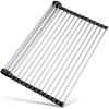 Tomorotec 21" x 15.5" Roll Up Dish Drying Rack Over Sink Drying Rack Sink Cover Kitchen Sink Accessories Gadget Multipurpose Organizer Foldable Stainless Steel Drainer view 1