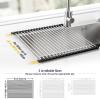 Tomorotec 21" x 15.5" Roll Up Dish Drying Rack Over Sink Drying Rack Sink Cover Kitchen Sink Accessories Gadget Multipurpose Organizer Foldable Stainless Steel Drainer view 4