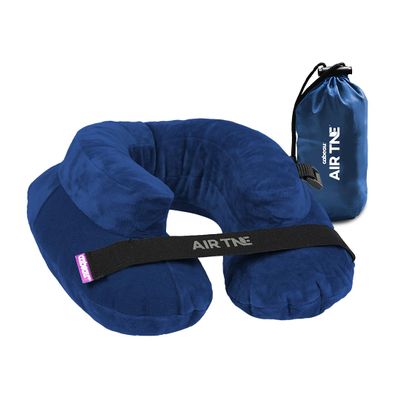 Cabeau Inflatable Travel Pillow Air TNE Adjustable, Lightweight, and Supportive for Sleeping on Airplanes, Trains, and Cars Customized Fit and Compact Carrying Case (Royal Blue)