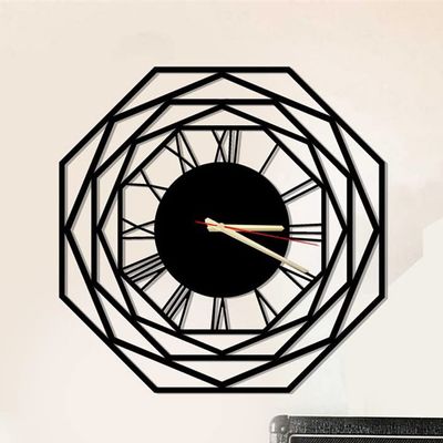 Dekory Wall Clock for Living Room Decor - Silent Non-Ticking, Vintage Industrial Style, Black Metal Clock for Office, Bedroom, Kitchen, Housewarming Gift (Palmilla, 13.7 Inch)