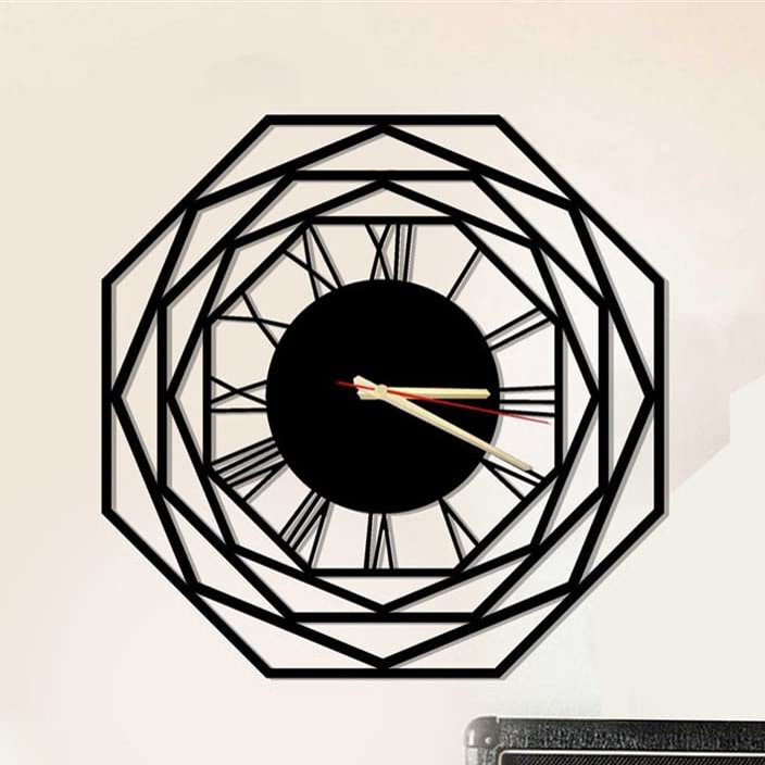 Dekory Wall Clock for Living Room Decor - Silent Non-Ticking, Vintage Industrial Style, Black Metal Clock for Office, Bedroom, Kitchen, Housewarming Gift (Palmilla, 13.7 Inch)
