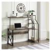 Desk with Shelves Laptop Study Writing Table Home Office Computer Desk with Hutch and Shelf/Writing Study Table with 5 Tier Bookshelves/Multipurpose PC Workstation(Brown) Study Desk with Storage view 2