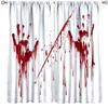 Blood Hand Curtains, Halloween Bloody Handprints Gloomy Scary Splattered Blood Spooky Eerie Horror Theme, Decorative Curtains for Boy Girl Bedroom Living Room, 2 Panel Set,55X63 Inch view 1