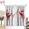 Blood Hand Curtains, Halloween Bloody Handprints Gloomy Scary Splattered Blood Spooky Eerie Horror Theme, Decorative Curtains for Boy Girl Bedroom Living Room, 2 Panel Set,55X63 Inch view 3