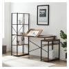 Desk with Shelves 47 Inch Small Desk Home office Computer Desk with 5-Tier Bookshelf and 2 open Storage Shelf Multi-Function Drafting Drawing Table with Tiltable Desktop for Artist or StudentBrown S view 1