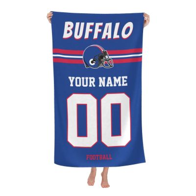 Cokpet Custom Buffalo Beach Towel, Personalized Beach Towels with Name and Number, Customized Beach Towels Gifts for Men Women Fans 32 X 52 Inch