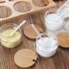 Clear Seasoning Rack Spice Pots - 4 Piece Glass Seasoning Box - Storage Container Condiment Jars - Cruet with Cover and Spoon view 3