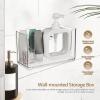 Cabilock 2pcs Clear Adhesive Wall-mounted Storage Box for Bathroom Versatile Organizer for Shower Kitchen No Drilling Required Easy to Clean Capacity Lengths view 2