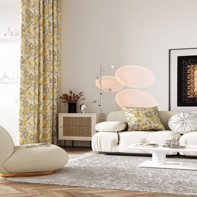 Yellow Window Curtains Drapes for Living Room 120 Inch Length 1 Panel Set Long Cotton Linen Textured Floral Jacquard Semi Blackout Farmhouse Darkening Curtain for Bedroom (Grommet, 100"W x 120"L)