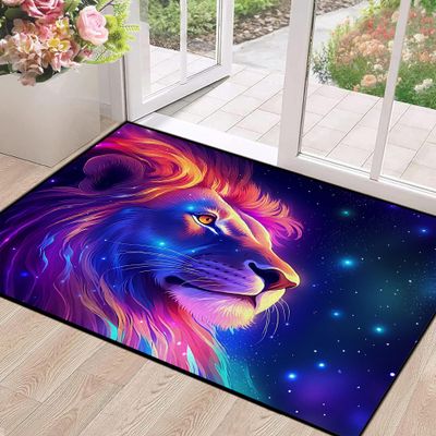 2'7" x 3'11" Galaxy Lion Rug 3D Fierce Lions Area Rugs for Kids Bedroom Living Room Playroom Gameroom Boys Glitter Carpet Throw Rugs Floor Mat 47 in X 31 in