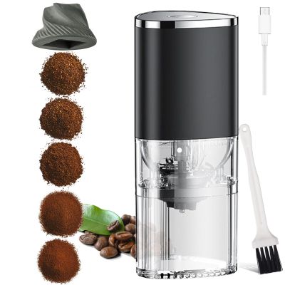 Mini Coffee Grinder for Camping, Rechargeable Coffee Grinder, Coffee Bean Grinder with Multiple Fine to Coarse Grind Settings, Conical Ceramic Grinding Core, for Drip/Espresso/Pour Over French Press
