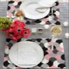 Abstract Table Placemats for Dining Table Set of 4,Cotton Linen Cloth Kitchen Place Mats with Pocket,Burlap Square/Rectangle/Round/Oblong Table Food Mat,Modernn Abstract Middle Century Pink Grey Black view 3
