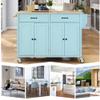 Quarte Multifunctional Mobile Kitchen Island with Solid Wood Top and 4 Door Storage Cabinet and 2 Drawers,Lockable Rollers,for Kitchen and Dining Room (Mint Green#G) view 4