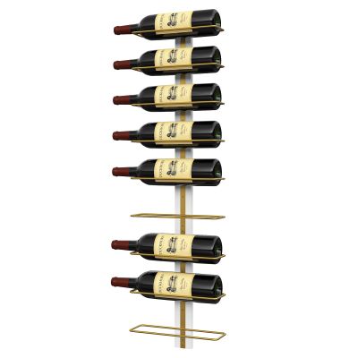 B4Life Wine Rack Wall Mounted for 9 Wine Bottles, Wood Wine Racks for Wall, Wine Holder Wine Bottle Racks for Kitchen, Dining Room, Bar-Dark Yellow