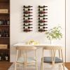 B4Life Wine Rack Wall Mounted for 9 Wine Bottles, Wood Wine Racks for Wall, Wine Holder Wine Bottle Racks for Kitchen, Dining Room, Bar-Dark Yellow view 2