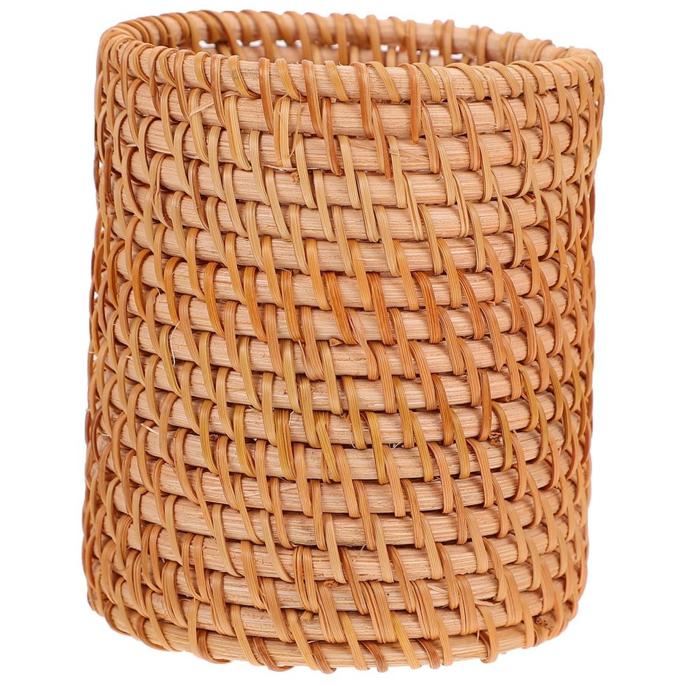 DECHOUS Boho Style Rattan Woven Vase Pen Cup Stylish Desk Accessory for Pen Storage and Home Organizati