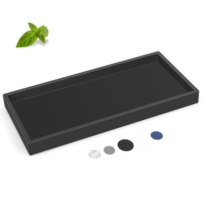 EG-SIPRO Silicone Bathroom Tray, Shatterproof, Black, Rectangular, 10.6 x 5.1 Inches