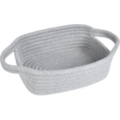 ABenkle Small Storage Basket, Mini Basket, Cute Tiny Cotton Rope Woven Basket, Shelf Basket, Boho Decorative Toy Dog Cat Basket for Nursery, Bedroom, Spa, Empty Gift Basket - XS,Grey