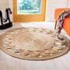 Agro Richer Jute Area Rug Round 3x3 ft Rustic Vintage Handwoven Braided Natural Fibre Boho Soft Chunky Runner for Living Room Bedroom Entryway Hallways Indoor Framhouse Kitchen Beige view 1