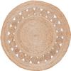Agro Richer Jute Area Rug Round 3x3 ft Rustic Vintage Handwoven Braided Natural Fibre Boho Soft Chunky Runner for Living Room Bedroom Entryway Hallways Indoor Framhouse Kitchen Beige view 2