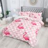 XYNHML Flamingo Comforter Set Full Size Tropical Pink Flamingo Love Heart Pattern Bedding Set Kawaii Quilted Duvet for Kids Girls Boys Adult with 1 Comforter and 2 Pillowcases view 2