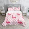 XYNHML Flamingo Comforter Set Full Size Tropical Pink Flamingo Love Heart Pattern Bedding Set Kawaii Quilted Duvet for Kids Girls Boys Adult with 1 Comforter and 2 Pillowcases view 3