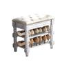 LIOONS Fashion Shoe Rack 4 Tier Shoe Racks Vintage Free Standing Shoe Racks Soft Leather Seat Entryway Shoe Shelf Closet Shoe Storage Organizer Exquisite Beautiful view 1