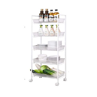 JATIBOSH Kitchen Storage Trolley Shelf Trolley Trolley Rack Household Trolley Kitchen Storage Multi-Function Movable Multilayer