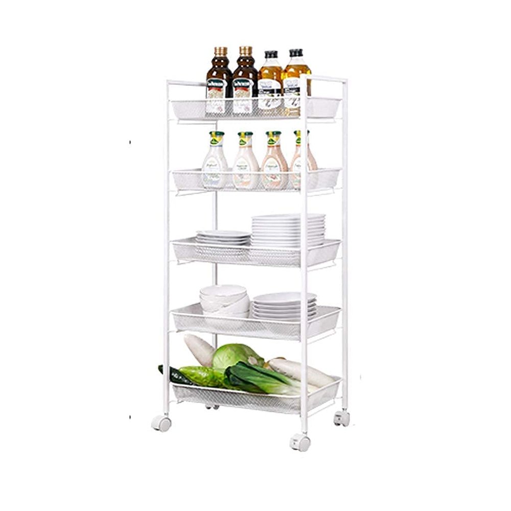 JATIBOSH Kitchen Storage Trolley Shelf Trolley Trolley Rack Household Trolley Kitchen Storage Multi-Function Movable Multilayer