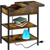 Lapensa 3 Tier End Table with Charging Station, Side Charging Table with USB Ports and Outlets, Bedside Desk for Small Spaces view 1