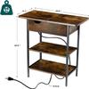 Lapensa 3 Tier End Table with Charging Station, Side Charging Table with USB Ports and Outlets, Bedside Desk for Small Spaces view 3