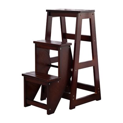 Solid Wood Stepladder Household Ladder Stool Dual-Purpose Indoor Thickened Multifunctional Climbing Step Stool Small Stair Stool/Color 1/3 Steps up
