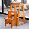 Solid Wood Stepladder Household Ladder Stool Dual-Purpose Indoor Thickened Multifunctional Climbing Step Stool Small Stair Stool/Color 1/3 Steps up view 3