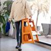 Solid Wood Stepladder Household Ladder Stool Dual-Purpose Indoor Thickened Multifunctional Climbing Step Stool Small Stair Stool/Color 1/3 Steps up view 4