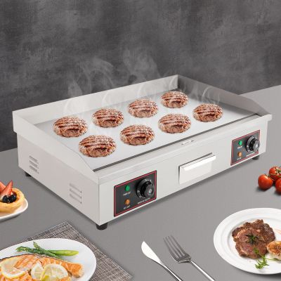 0'' Commercial Flat Top Grill 3000W Electric Countertop Griddle Temperature Control Food Griddle Machine Stainless Steel Restaurant Teppanyaki Grill Adjustable Temperature from 50c to 300c