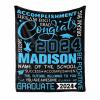 MyPupSocks Personalized Class of 2024 Graduation Gift Blanket with Grads Name and School Name, Perfect for Memories of The Big Day, Customized Name Throw Blanket 50"x60" view 3