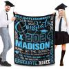 MyPupSocks Personalized Class of 2024 Graduation Gift Blanket with Grads Name and School Name, Perfect for Memories of The Big Day, Customized Name Throw Blanket 50"x60" view 4