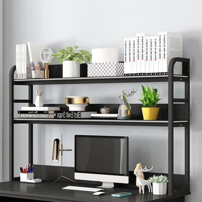 3 Tier Desktop Bookshelf / Bookcase - Computer Desk Bookshelf Hutch, Office Storage Rack, Multipurpose Wood Countertop Hutch Bookshelf, Adjustable Display Shelf Rack Organizer, for Dorm Office ( Color