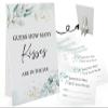 How Many Kisses Are in the Jar Game-1 Standing Sign and 50 Guessing Cards, Greenery Bridal Shower Games, Baby Shower Sign, Baby Shower Favors and Weddings Party Decoration-03 view 1