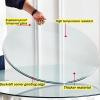 WORDFUN Glass Dining Table Top, Round Glass Table Tops, 1/4" Thick Tempered Polished Edge, Rubber Antis Slip Pads, for Dining Table, Round Table Glass view 3