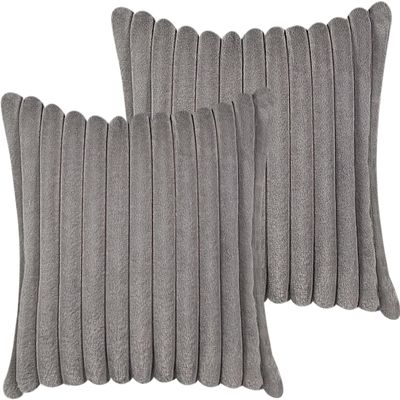 16x16 Throw Pillow Covers Set of 2, Decorative Faux Fur Covers for Bed, Couch Soft Fluffy Pillow Cover with Velvet Back for Living Room, Neutral Home Dcor Accent for Sofa - Dark Gray