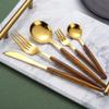80-Piece Gold Silverware Set Stainless Steel Flatware Set for 16,Tableware Cutlery Set Including Forks Spoons Knives, Utensil Set for Home and Restaurant Mirror Polished (Faux Wooden Handle) view 3