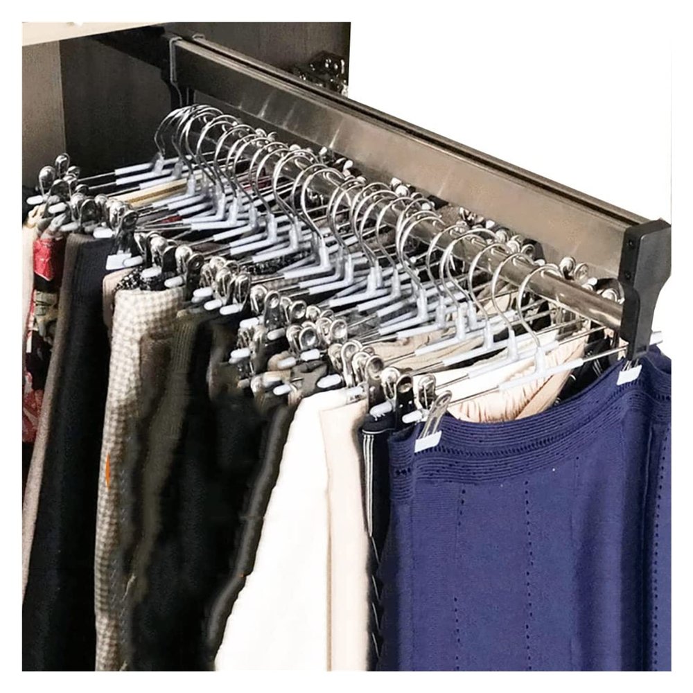 Steel Pull-out Clothes Rail 30-80 Cm, Retractable Clothes Hanger With Rails, Storage Rack For Trousers And Coats, Load Capacity 25kg (Size : 300mm/11.8inch)