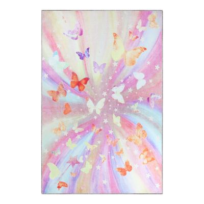 Superior Kids Indoor Area Rug, Butterfly Floor Decor for Nursery, Kids Bedrooms, Play Room Decorations, Soft Rugs, Colorful Throw, Cute Bedroom Accessories, 2' x 3', Apricot