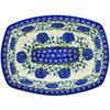 Polmedia Polish Pottery Rectangular Baker UNIKAT - Cobalt Hydrangea Pattern Handmade in Boleslawiec Poland by Ceramika Dalia + Certificate of Authenticity view 2