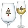 Christmas Tree Diamond Studded Winter Wine Glasses Set of 2 Stemmed Holiday Drinkware for Gifts Seasonal Cheer and Winter Trees Decor Elegant Tree Ornament Design Glasses for Festive Entertaining view 2