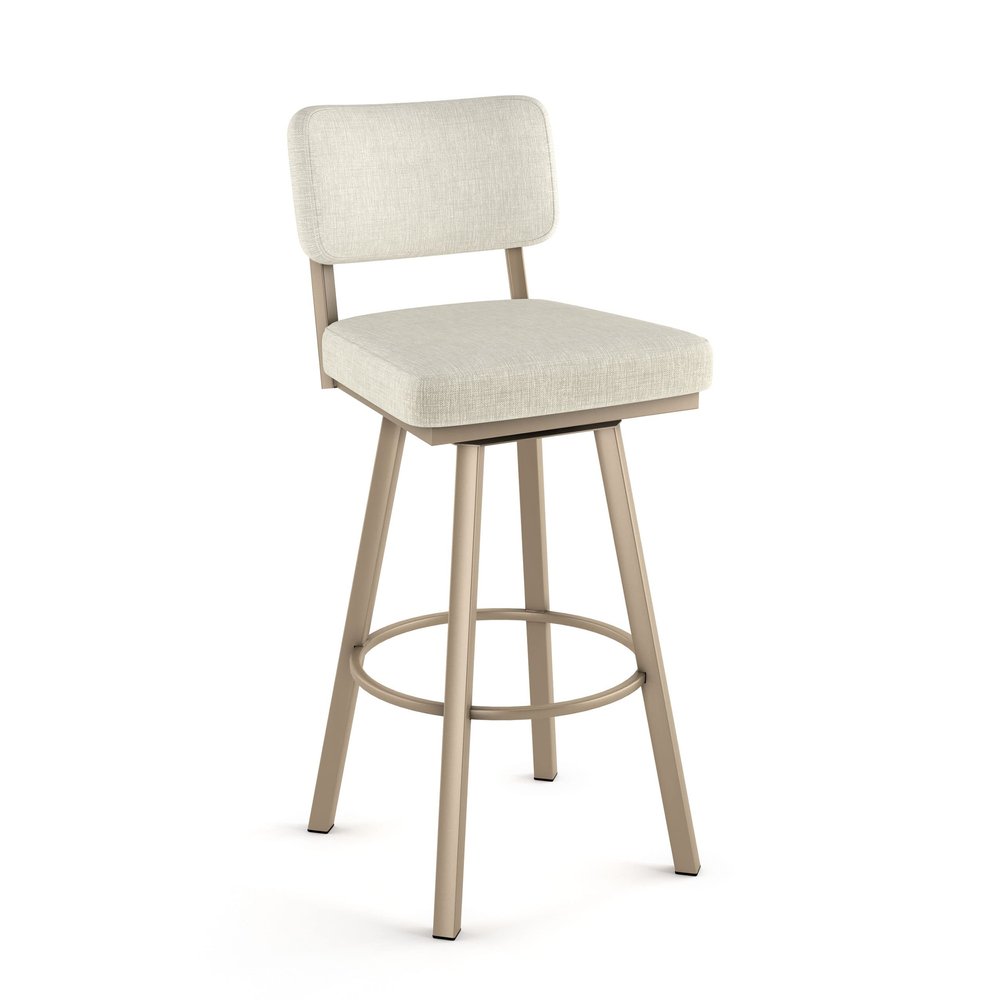 Amisco Alek 26 in. Swivel Counter Stool - Light Grey-Beige PVC/Gold Metal
